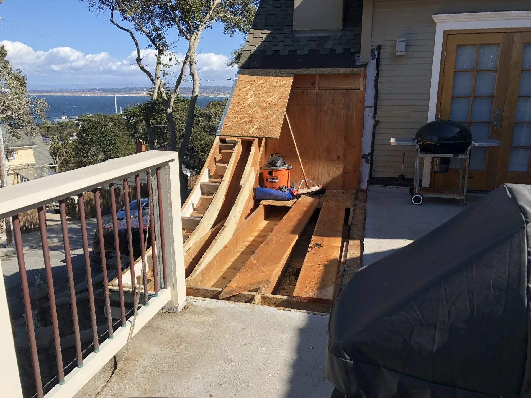 Deck structure being rebuilt