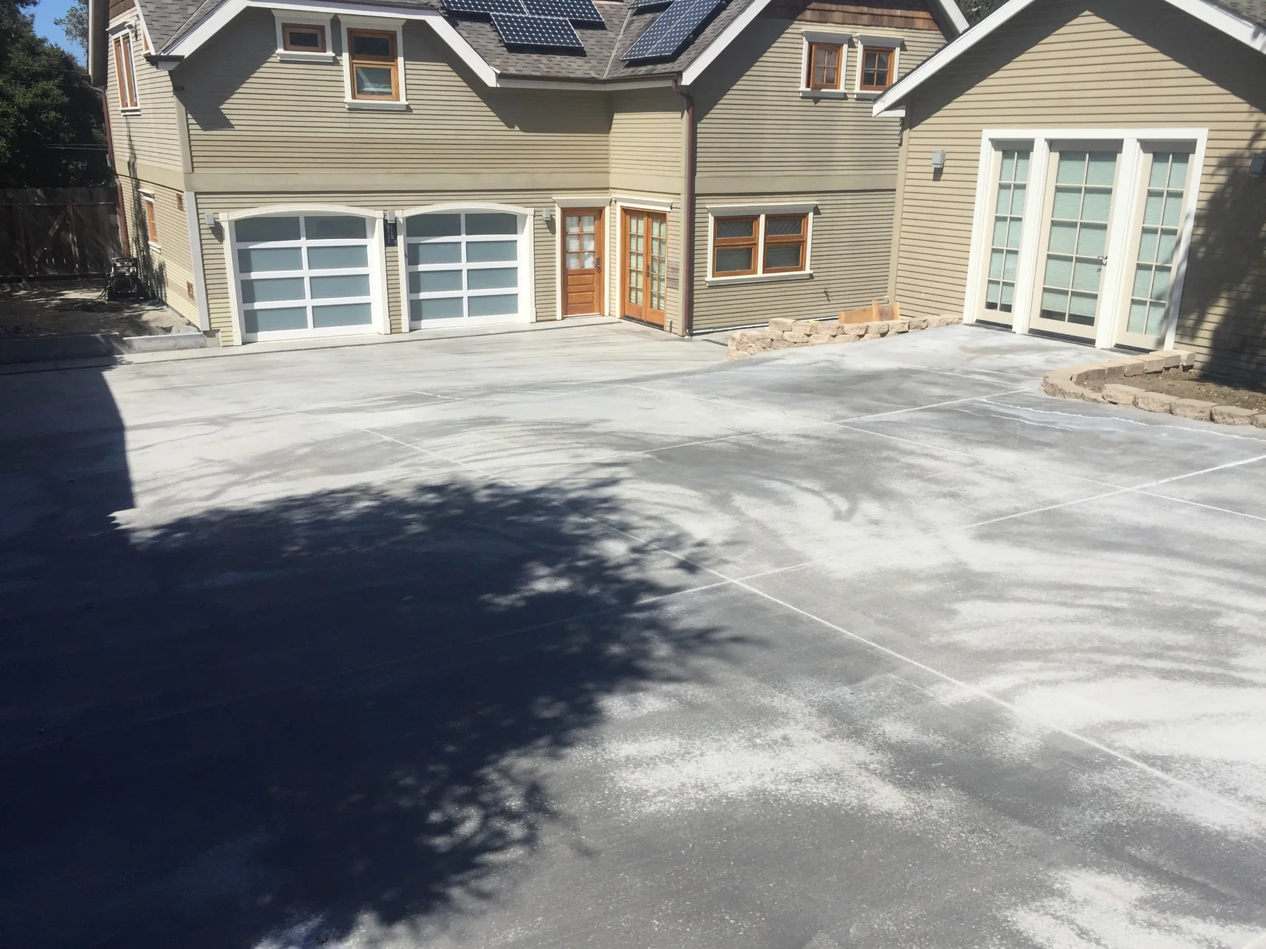 Completed large concrete driveway