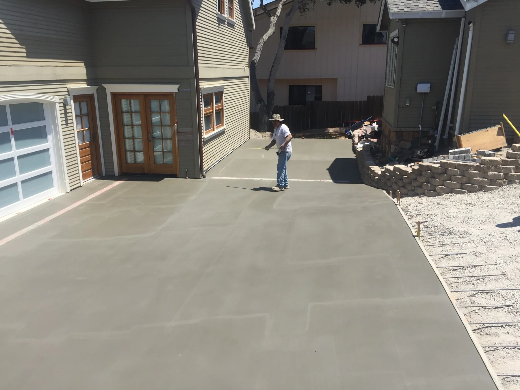 Large concrete area being placed and finished