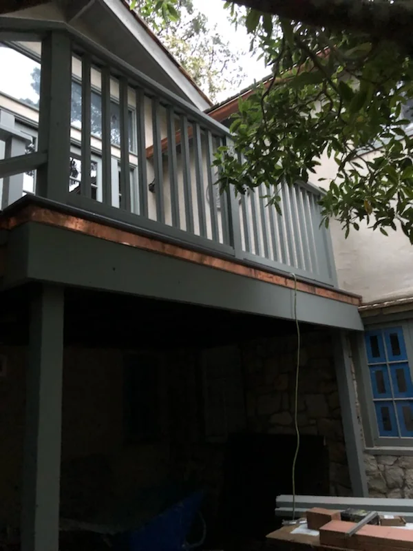 Exterior residential stairway and deck structure